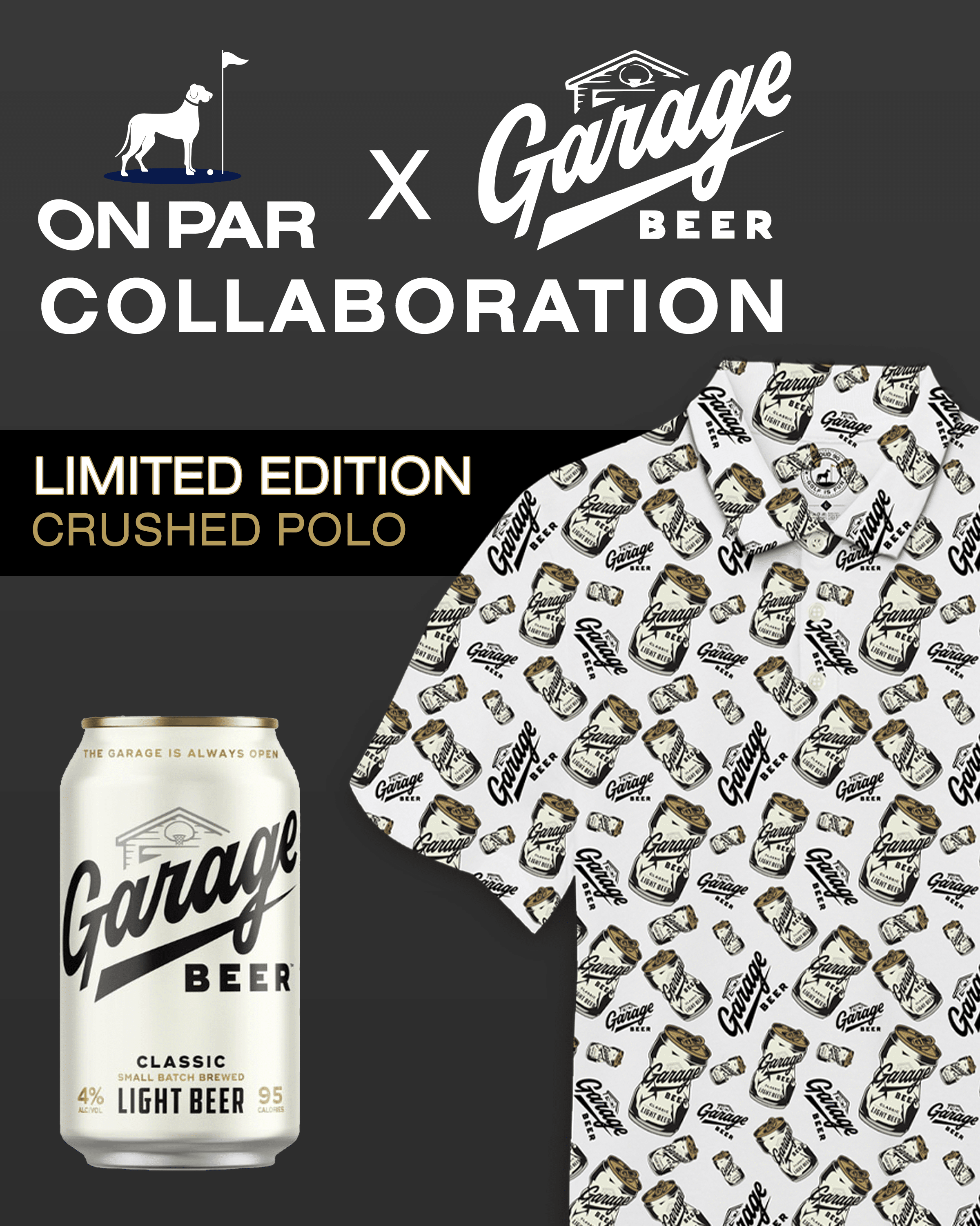 On Par x Garage Beer Limited Edition Crushed Polo Men's Forever Collection Proud 90 